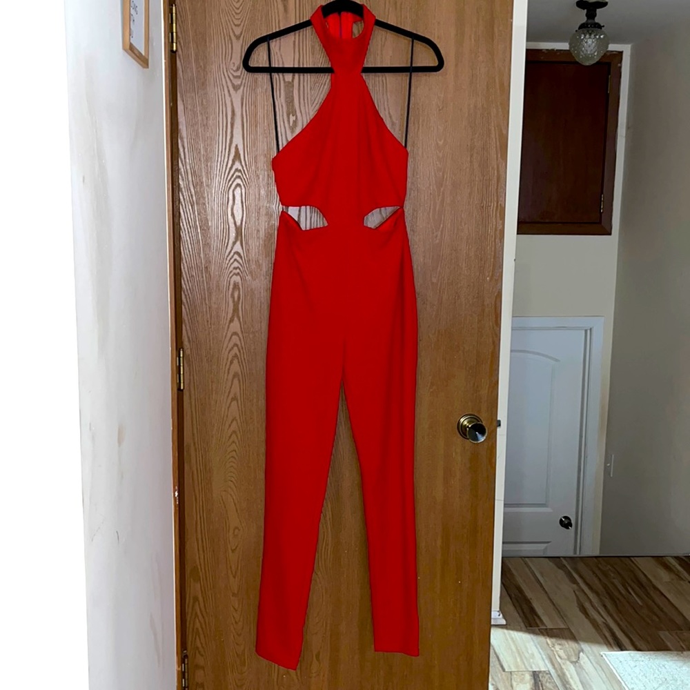 Fashion Nova Red Cut-out Jumpsuit